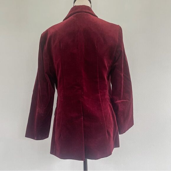 Nili Lotan Classon Velvet Burgundy Single Breasted One Button Jacket Blazer Sz 8 - Picture 6 of 7